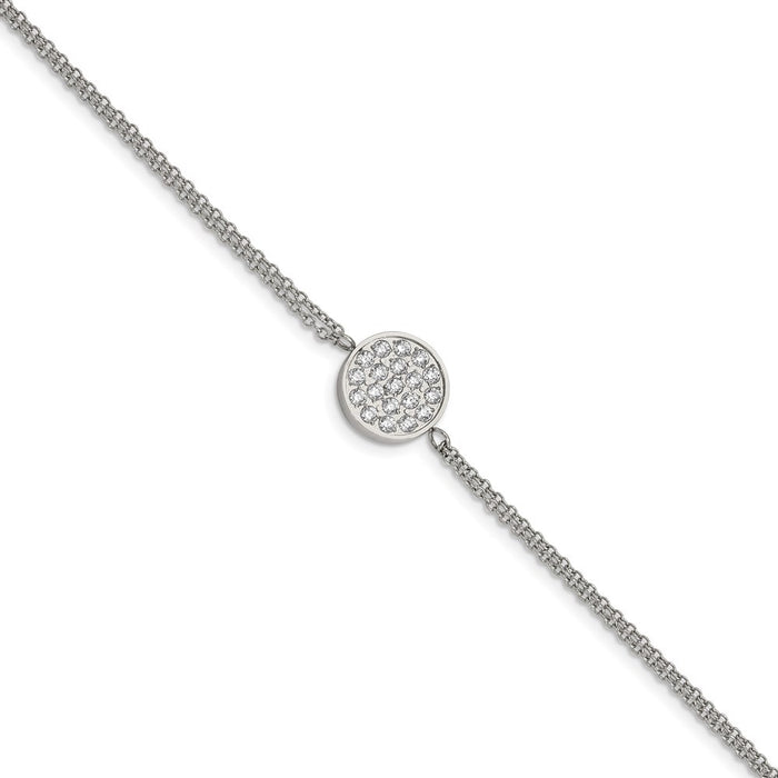 Chisel Brand Jewelry, Stainless Steel Polished with CZ Circle 6.25in with 2in ext. Bracelet