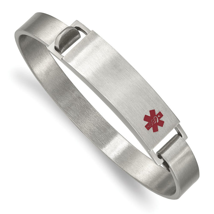 Chisel Brand Jewelry, Stainless Steel Brushed with Red Enamel 8.00mm Medical ID Bangle