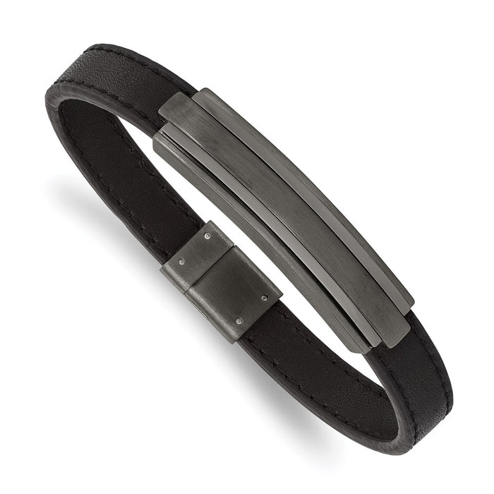 Chisel Brand Jewelry, Stainless Steel Brushed & Polished GunMetal IP Black Rubber 8.5in Men's Bracelet
