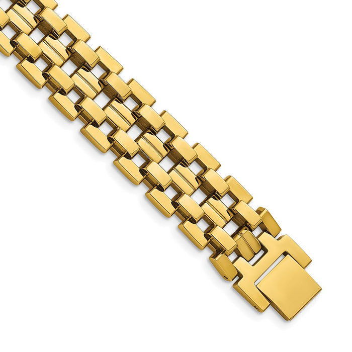 Chisel Brand Jewelry, Stainless Steel Polished Yellow IP-plated 8.25in Link Bracelet