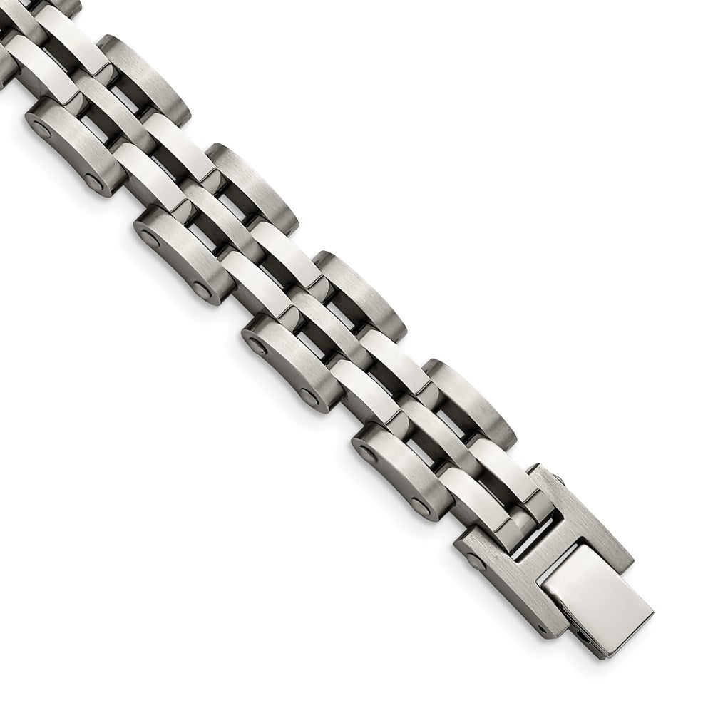 Chisel Brand Jewelry, Stainless Steel Brushed and Polished 8.75in Link Men's Bracelet