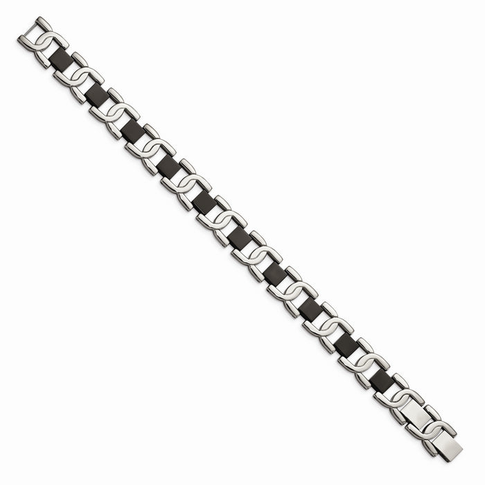 Chisel Brand Jewelry, Stainless Steel Black IP-plated 8in Men's Bracelet