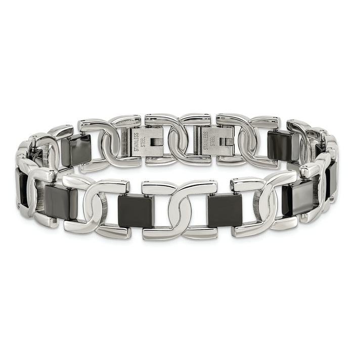 Chisel Brand Jewelry, Stainless Steel Black IP-plated 8in Men's Bracelet