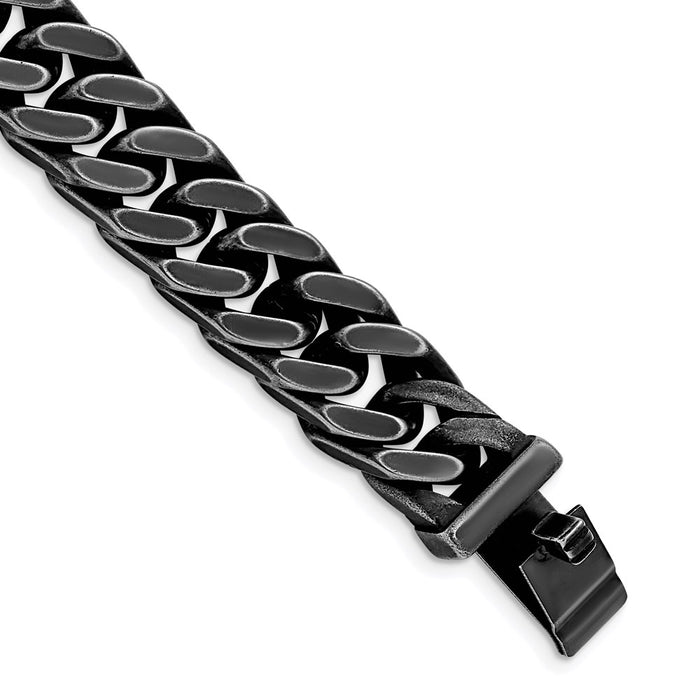 Chisel Brand Jewelry, Stainless Steel Antiqued and Brushed 15mm Curb 8.5in Link Men's Bracelet