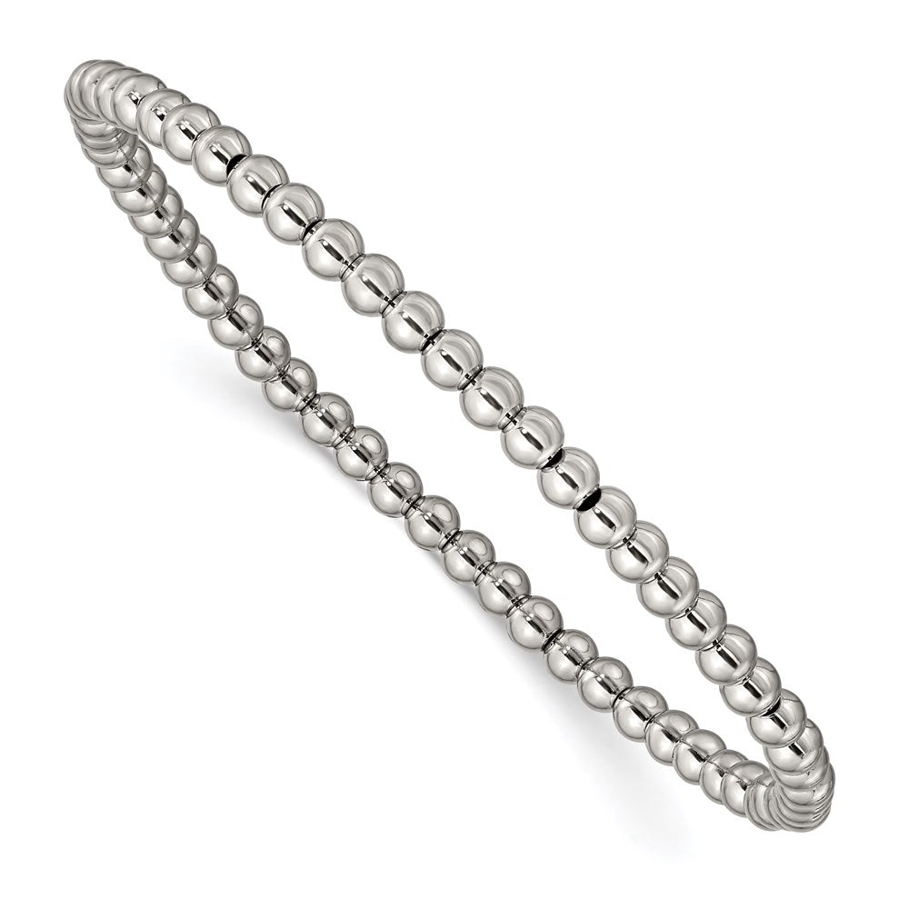 Chisel Brand Jewelry, Stainless Steel Polished Beaded Stretch Bracelet