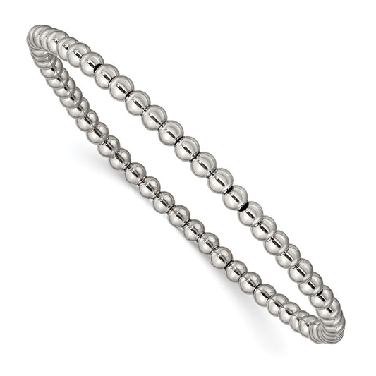 Chisel Brand Jewelry, Stainless Steel Polished Beaded Stretch Bracelet