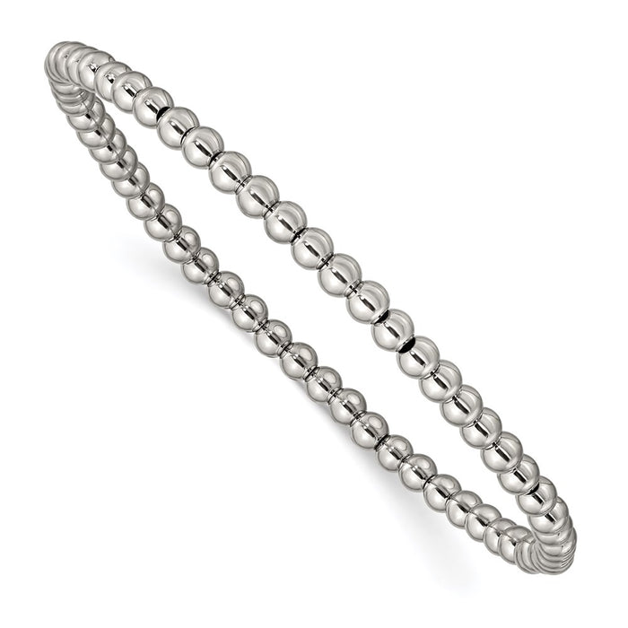 Chisel Brand Jewelry, Stainless Steel Polished Beaded Stretch Bracelet