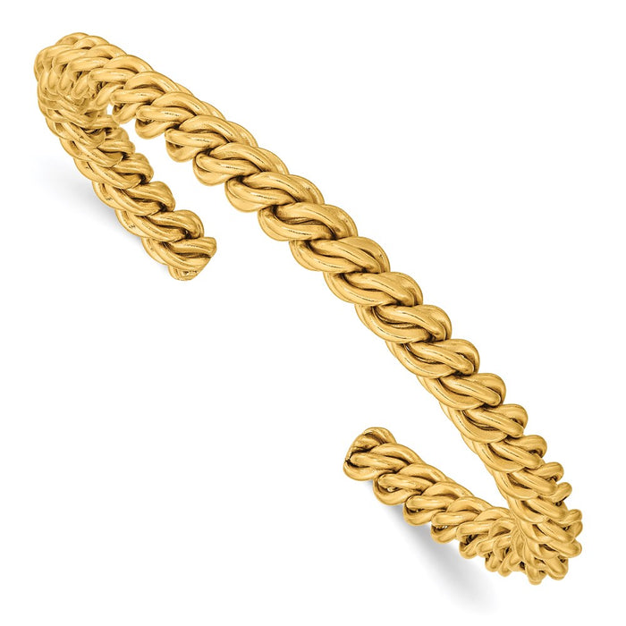 Chisel Brand Jewelry, Stainless Steel Polished Yellow IP-plated Twisted 6mm Cuff Bangle