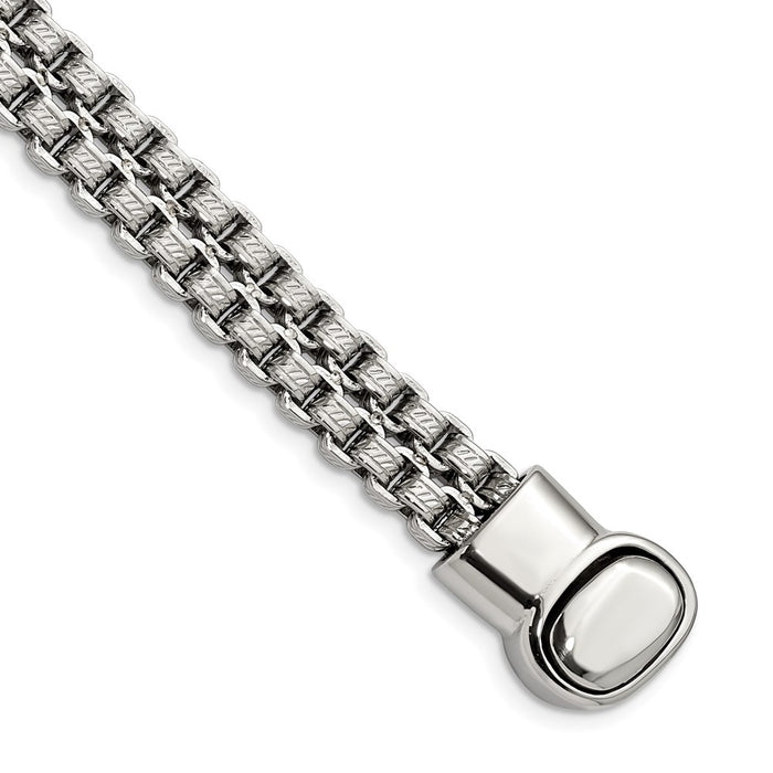 Chisel Brand Jewelry, Stainless Steel Polished and Textured Rolo Link 8.75in Men's Bracelet