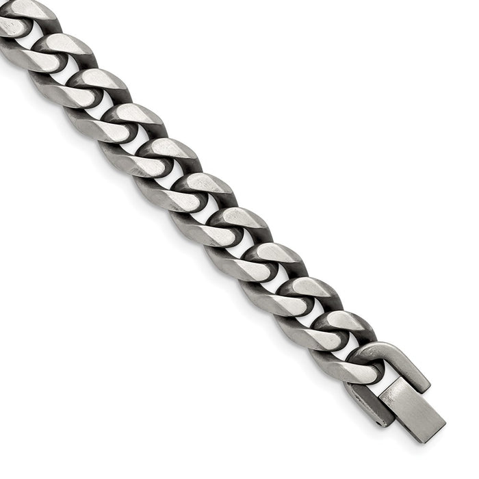 Chisel Brand Jewelry, Stainless Steel Antiqued and Brushed 10.5mm Curb 8.5in Bracelet
