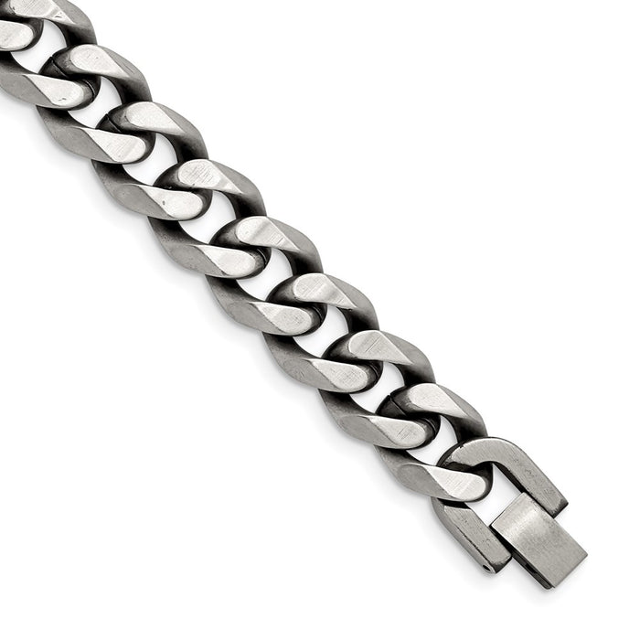 Chisel Brand Jewelry, Stainless Steel Antiqued and Brushed 13mm Curb 8.5in Bracelet