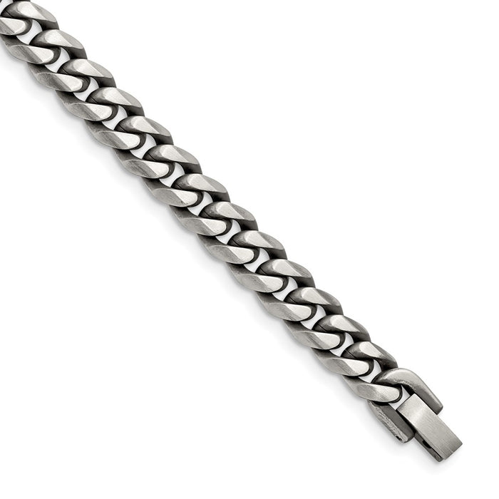 Chisel Brand Jewelry, Stainless Steel Antiqued and Brushed 9mm Curb 8.25in Bracelet