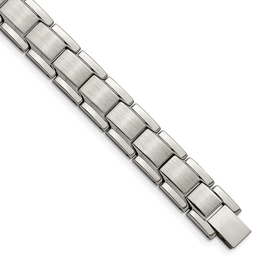 Chisel Brand Jewelry, Stainless Steel Brushed and Polished 8.25in Link Men's Bracelet