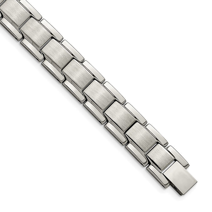 Chisel Brand Jewelry, Stainless Steel Brushed and Polished 8.25in Link Men's Bracelet