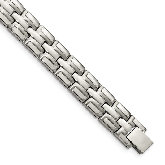 Chisel Brand Jewelry, Stainless Steel Brushed and Polished 8.5in Link Men's Bracelet
