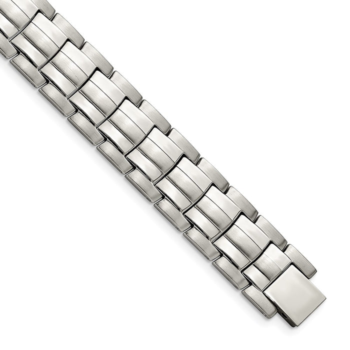 Chisel Brand Jewelry, Stainless Steel Brushed and Polished 8.5in Link Men's Bracelet