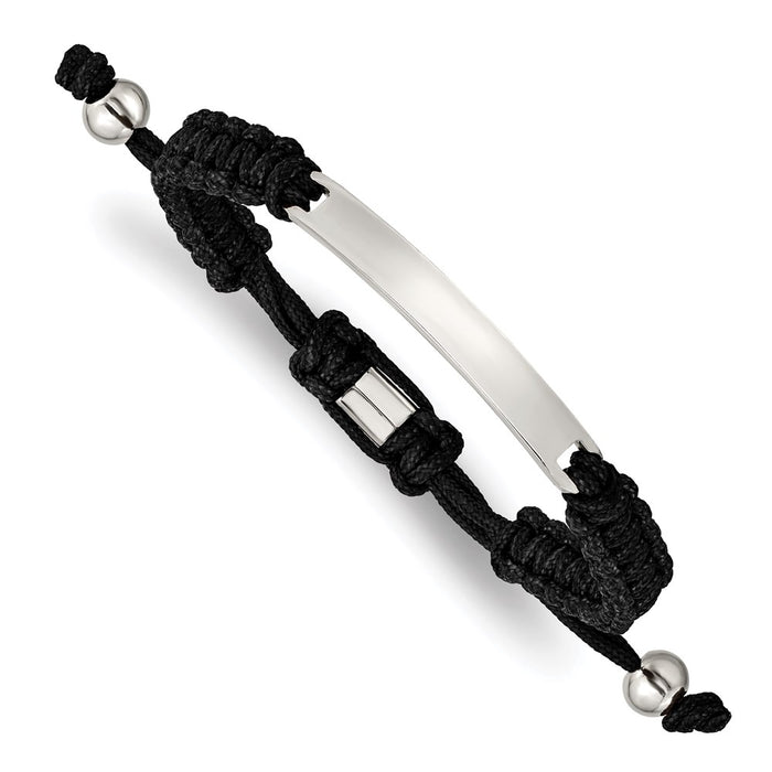 Chisel Brand Jewelry, Stainless Steel Polished Black Nylon Adjustable ID Bracelet