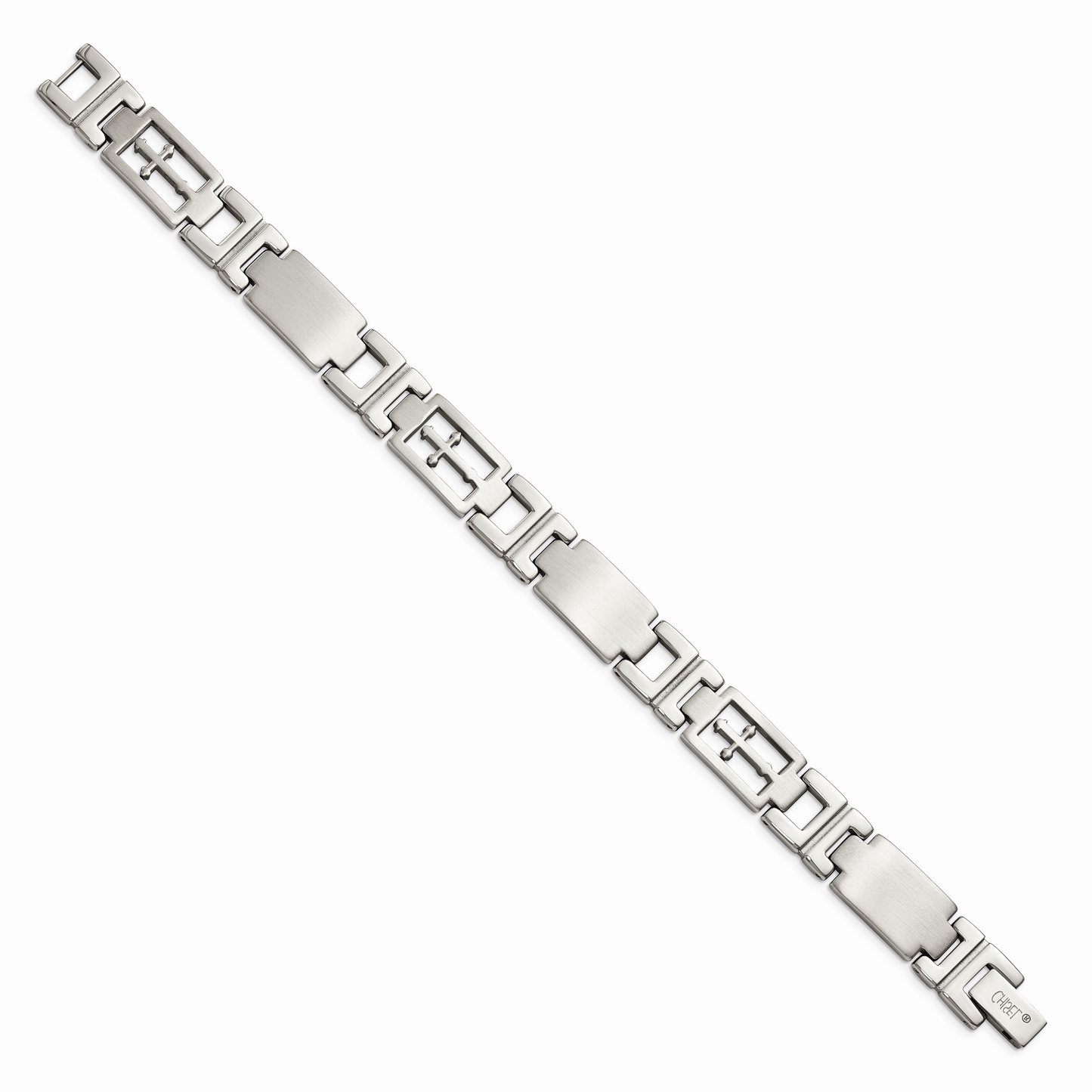 Chisel Brand Jewelry, Stainless Steel Cross 8.25in Bracelet