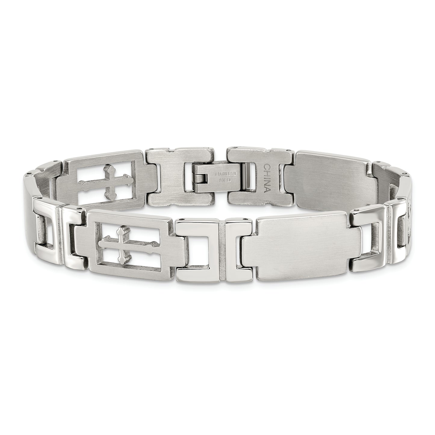 Chisel Brand Jewelry, Stainless Steel Cross 8.25in Bracelet