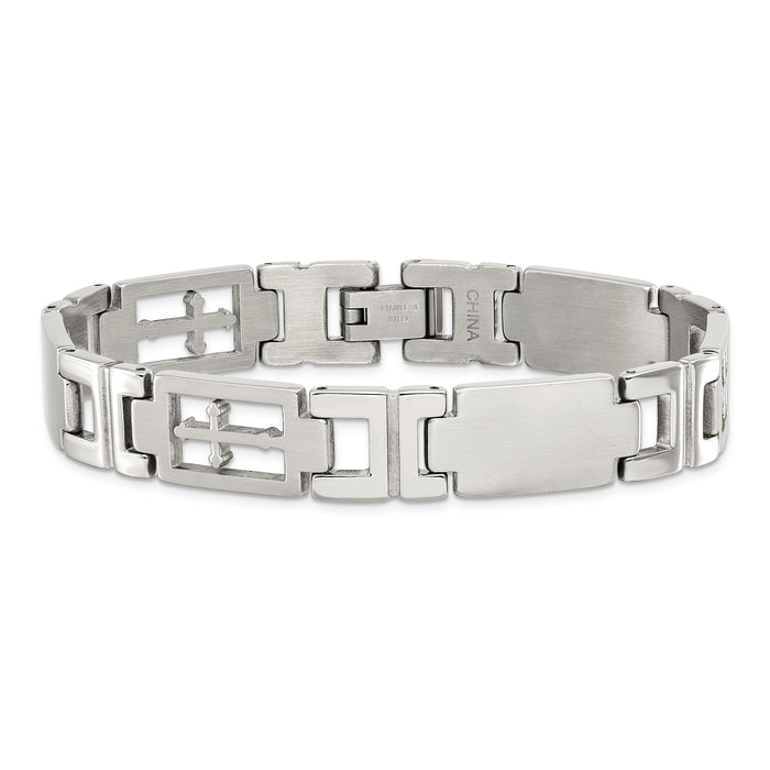 Chisel Brand Jewelry, Stainless Steel Cross 8.25in Bracelet