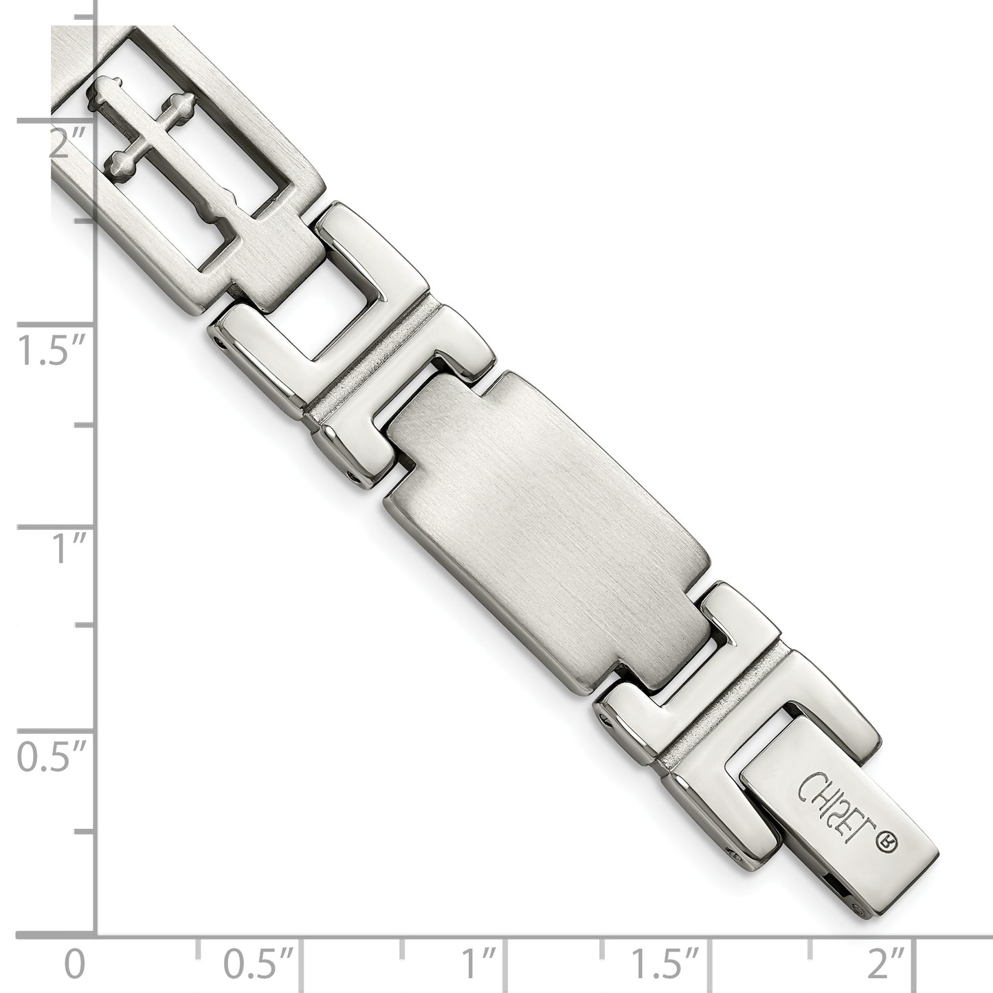 Chisel Brand Jewelry, Stainless Steel Cross 8.25in Bracelet