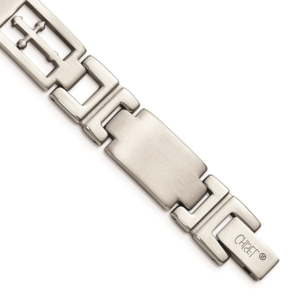 Chisel Brand Jewelry, Stainless Steel Cross 8.25in Bracelet