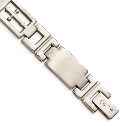 Chisel Brand Jewelry, Stainless Steel Cross 8.25in Bracelet