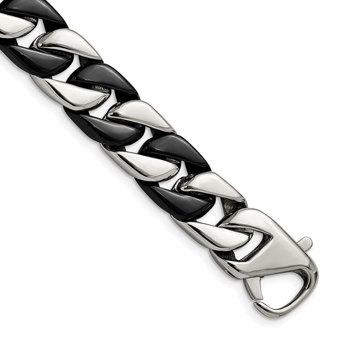 Chisel Brand Jewelry, Stainless Steel Polished Black IP-plated 8.75in Men's Bracelet