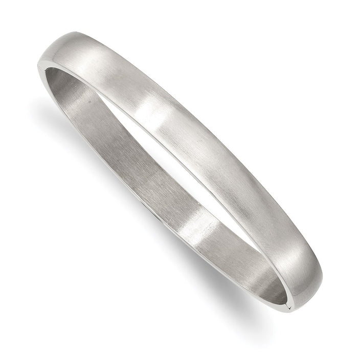 Chisel Brand Jewelry, Stainless Steel Brushed and Polished 8mm Hinged Bangle