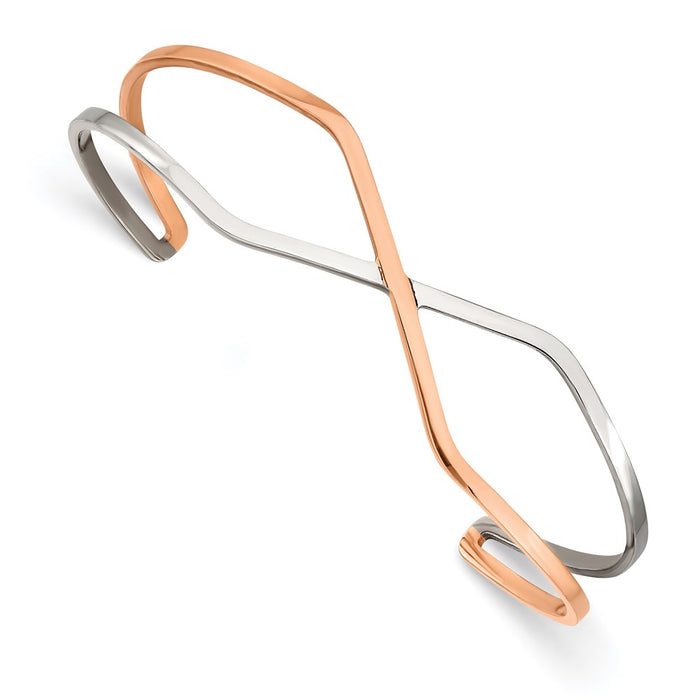 Chisel Brand Jewelry, Stainless Steel Polished Rose IP-plated Cuff Bangle