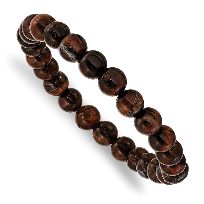 Chisel Brand Jewelry, Red Tiger's Eye Agate Beaded Stretch Bracelet