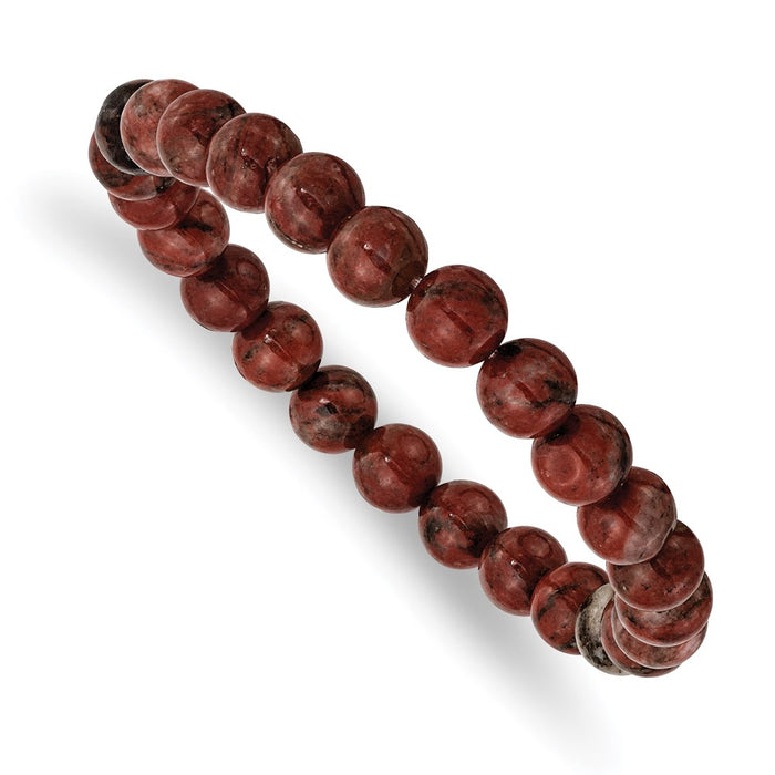 Chisel Brand Jewelry, Sesame Red Agate Beaded Stretch Bracelet