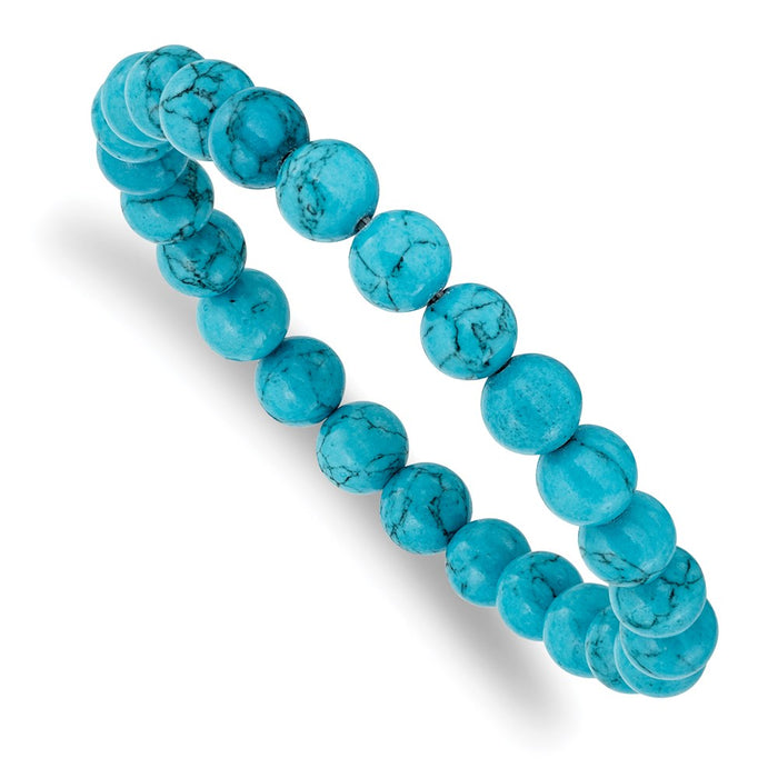 Chisel Brand Jewelry, Blue Turquoise Agate Beaded Stretch Bracelet