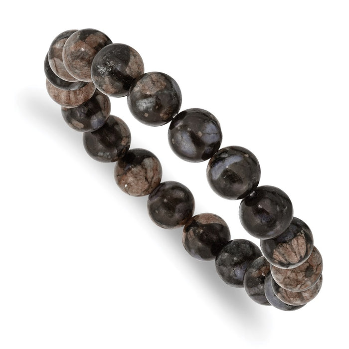 Chisel Brand Jewelry, Black and Brown Agate Beaded Stretch Bracelet