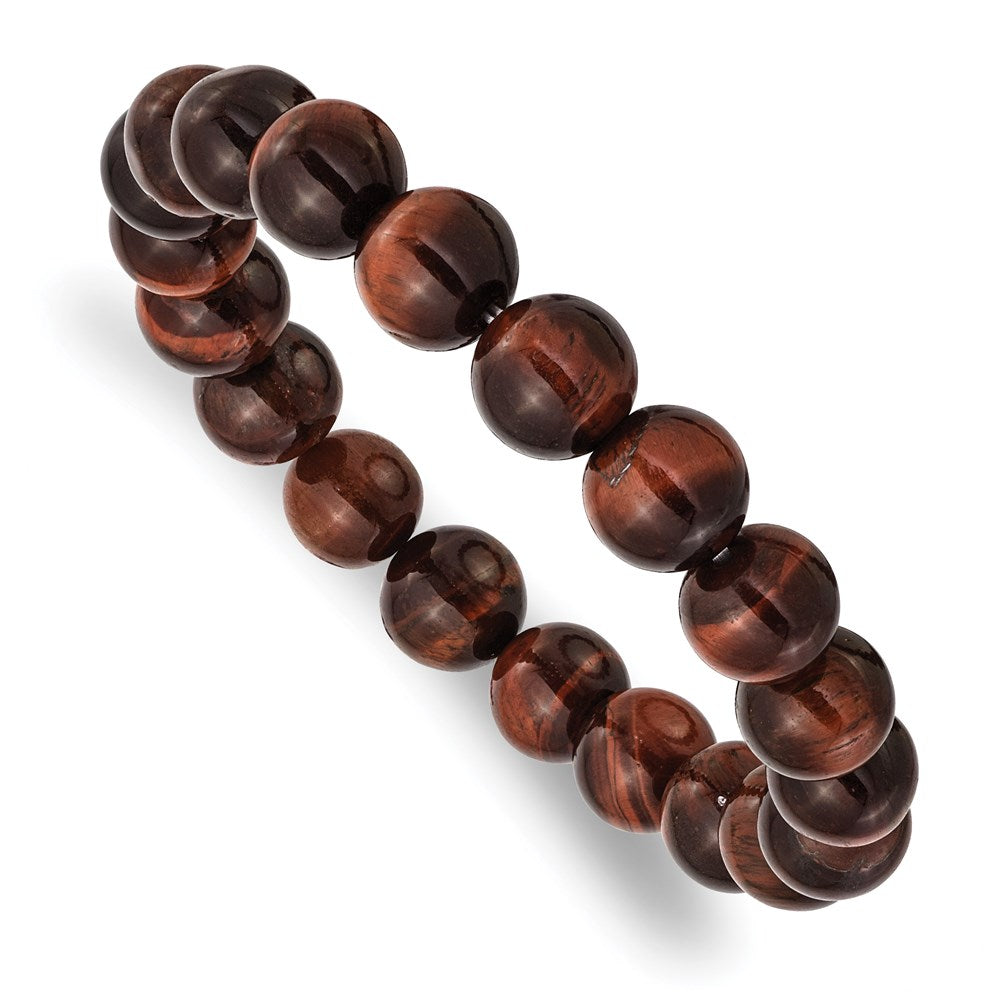 Chisel Brand Jewelry, Red Tiger's Eye Agate Beaded Stretch Bracelet