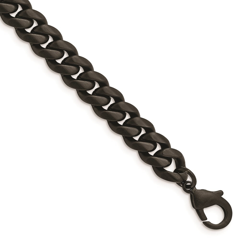 Chisel Brand Jewelry, Stainless Steel Brushed Black IP-plated 10mm Curb 8.5in Bracelet