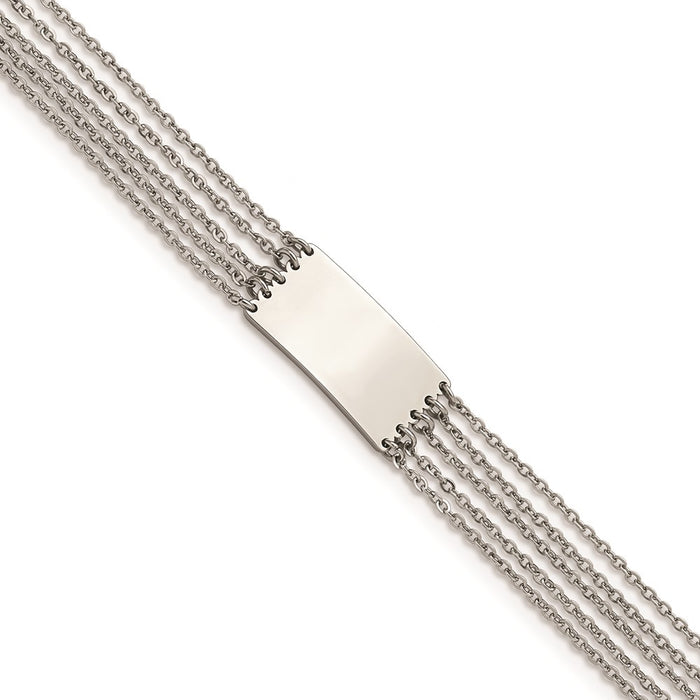 Chisel Brand Jewelry, Stainless Steel Polished Multi Strand with .75in ext 6.5in ID Bracelet