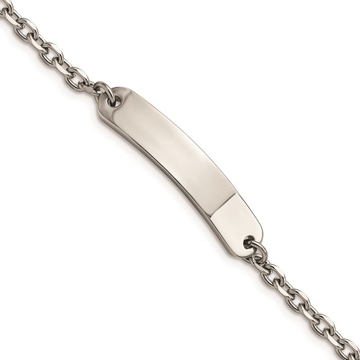 Chisel Brand Jewelry, Stainless Steel Polished Cable Chain 7in ID Bracelet