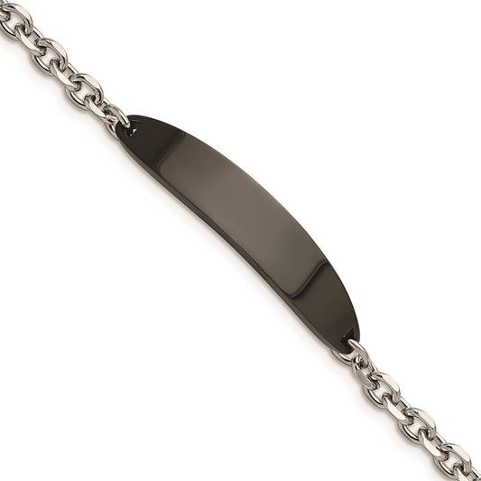 Chisel Brand Jewelry, Stainless Steel Polished Black IP-plated 8in ID Bracelet