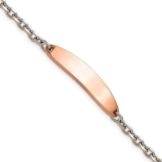 Chisel Brand Jewelry, Stainless Steel Polished Rose IP-plated 7in ID Bracelet