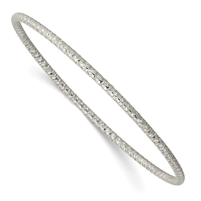 Chisel Brand Jewelry, Stainless Steel Polished Textured 2mm Slip on Bangle