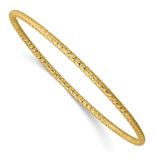 Chisel Brand Jewelry, Stainless Steel Polished Textured Yellow IP-plated 2mm Slip on Bangle