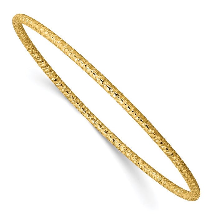 Chisel Brand Jewelry, Stainless Steel Polished Textured Yellow IP-plated 2mm Slip on Bangle