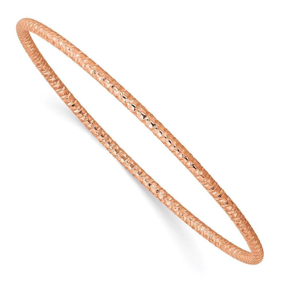 Chisel Brand Jewelry, Stainless Steel Polished Textured Rose IP-plated 2mm Slip on Bangle