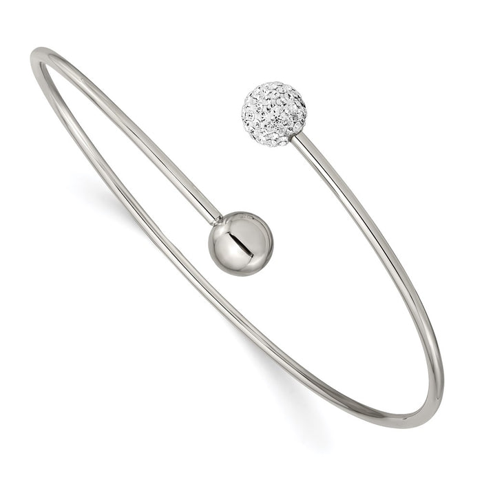 Chisel Brand Jewelry, Stainless Steel Polished with Preciosa Crystal Bangle