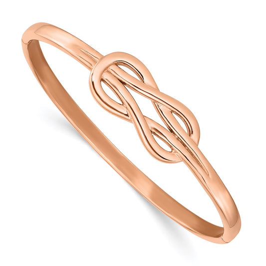 Chisel Brand Jewelry, Stainless Steel Polished Rose IP-plated Knot Hinged Bangle