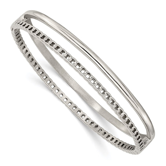 Chisel Brand Jewelry, Stainless Steel Polished 9.25mm Hinged Bangle