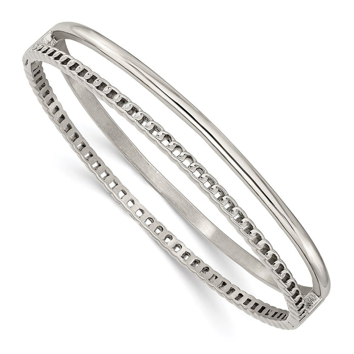 Chisel Brand Jewelry, Stainless Steel Polished 9.25mm Hinged Bangle