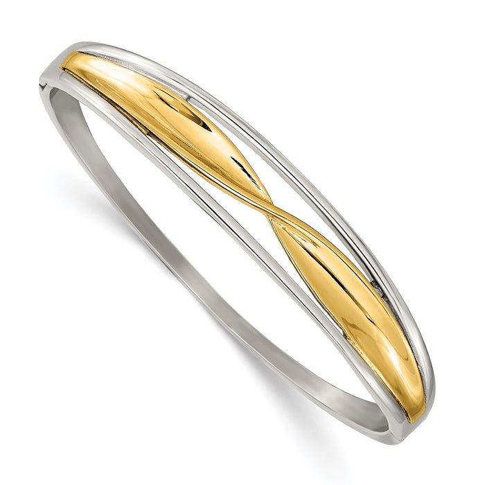 Chisel Brand Jewelry, Stainless Steel Polished Yellow IP-plated Hinged Bangle