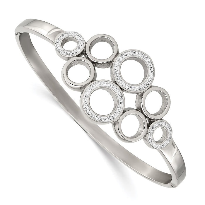 Chisel Brand Jewelry, Stainless Steel Polished with Preciosa Crystal Hinged Bangle